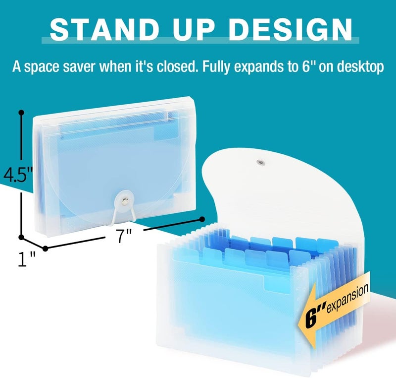 H4D Coupon Receipt Holder, 13 Pocket Accordion File Organizer, 7x4.5 Inches, Blue - Image 2
